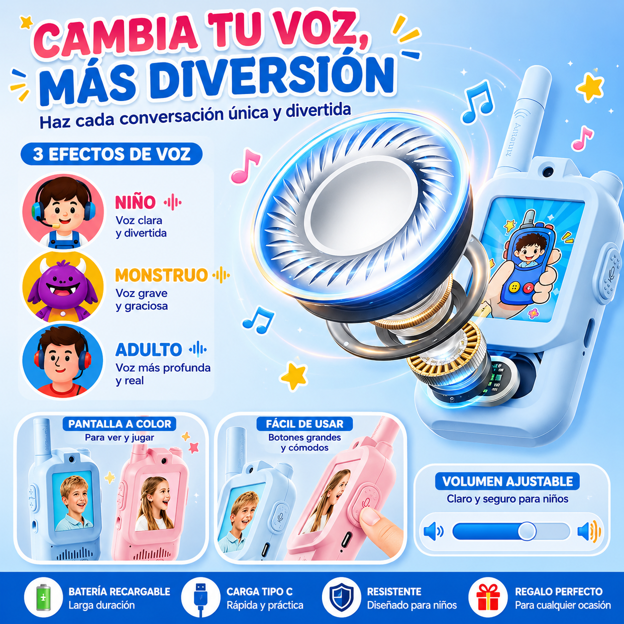 Walkie Talkies con Cámara para Niños