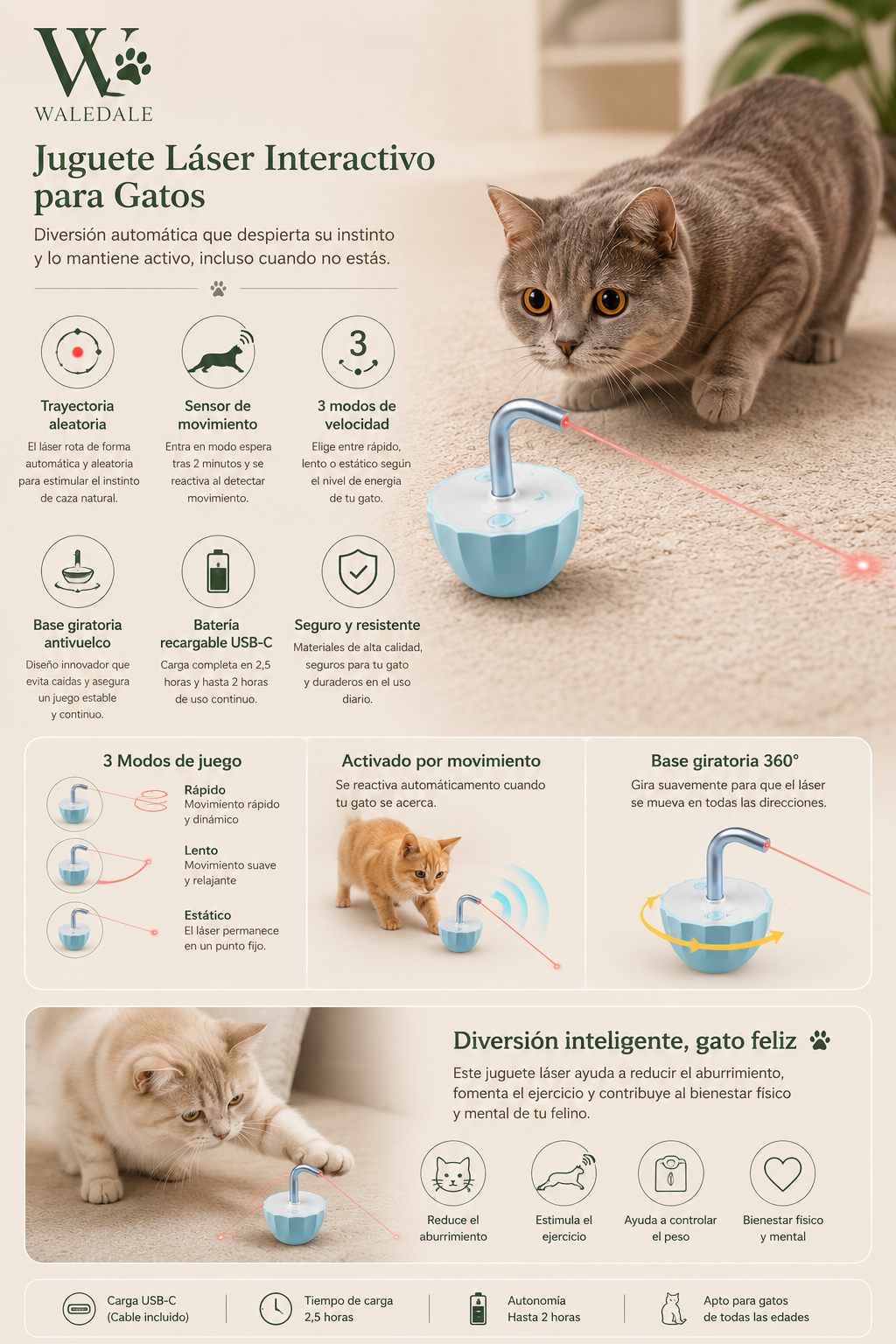 Juguete Láser Interactivo para Gatos
